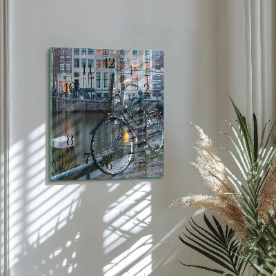 Firkantet glas vægur Cykel