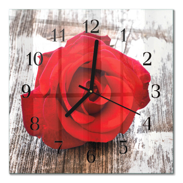 Firkantet glas vægur Rose