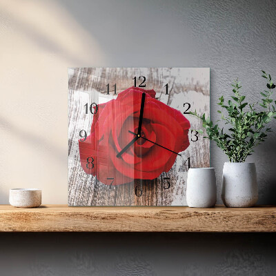 Firkantet glas vægur Rose