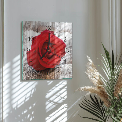 Firkantet glas vægur Rose