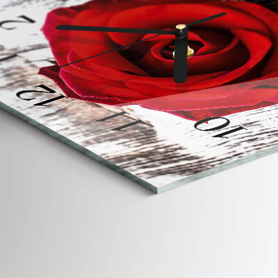Firkantet glas vægur Rose