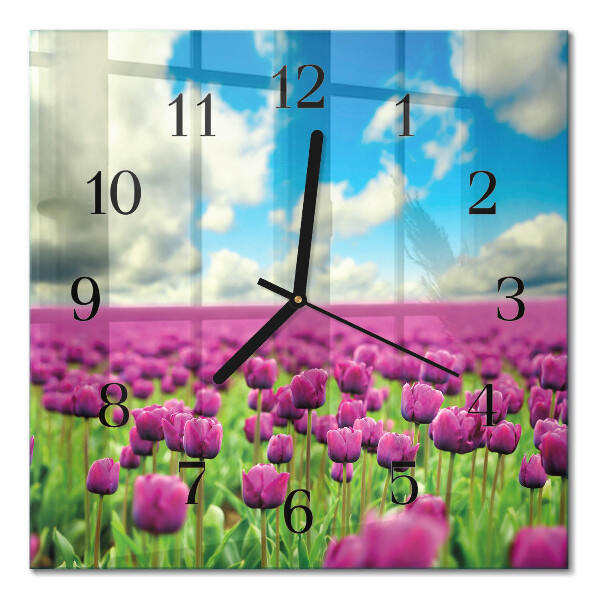 Glas vægur Tulipaner