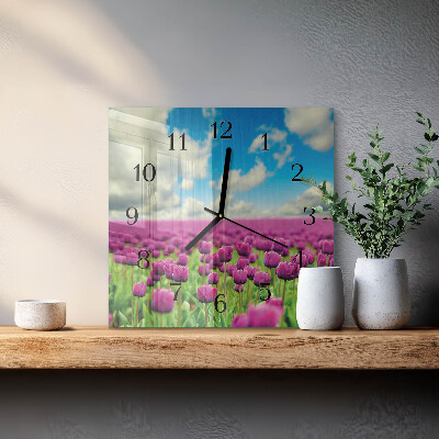 Glas vægur Tulipaner