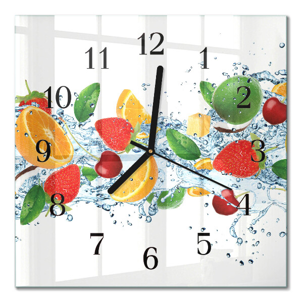 Firkantet glas vægur Frugt