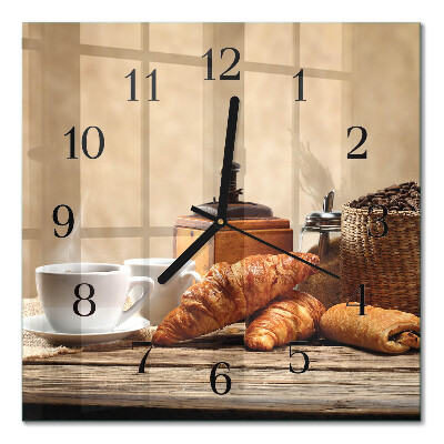 Firkantet glas vægur Croissanter