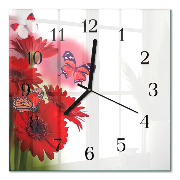 Glas vægur Gerbera