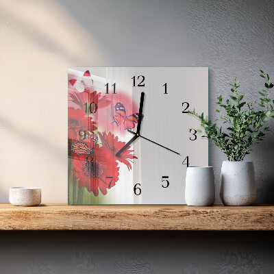 Glas vægur Gerbera