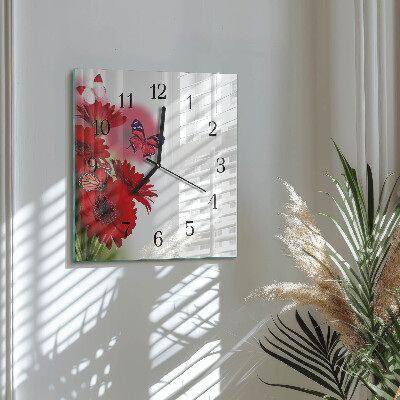 Glas vægur Gerbera