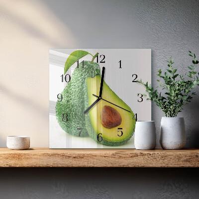 Firkantet glas vægur Avocado