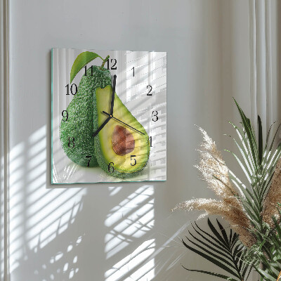 Firkantet glas vægur Avocado