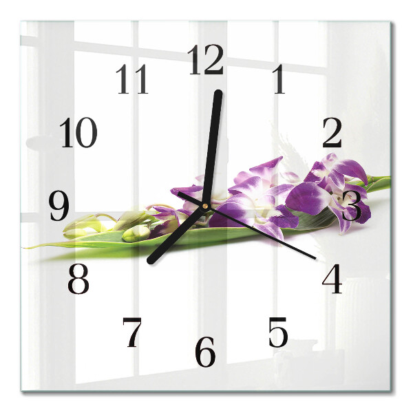 Firkantet glas vægur Blomster