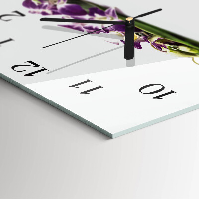 Firkantet glas vægur Blomster