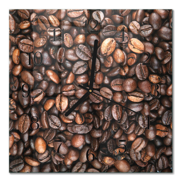 Firkantet glas vægur Kaffebønner
