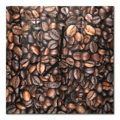 Firkantet glas vægur Kaffebønner