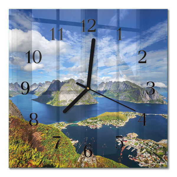 Firkantet glas vægur Bjerge