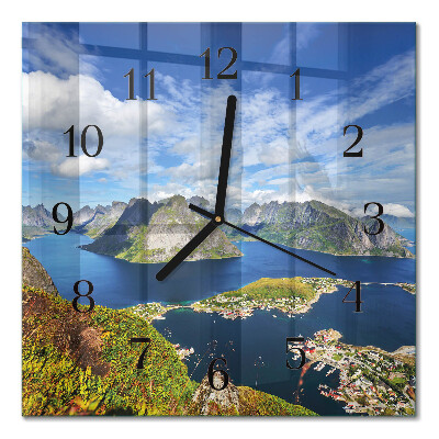 Firkantet glas vægur Bjerge