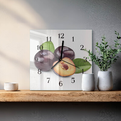 Firkantet glas vægur Blommer