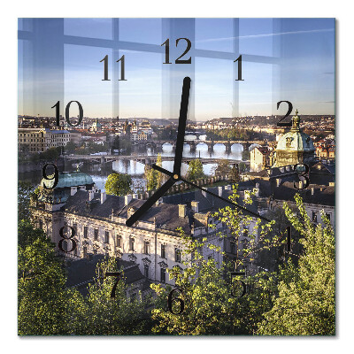 Firkantet glas vægur Prag