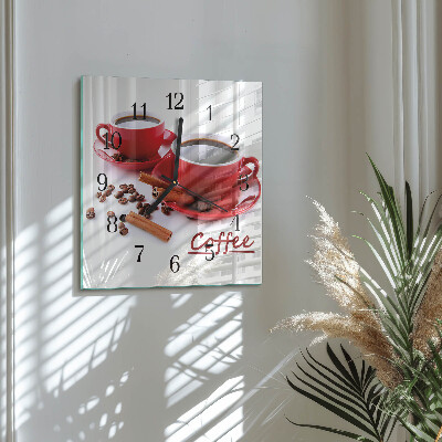 Firkantet glas vægur En kop kaffe