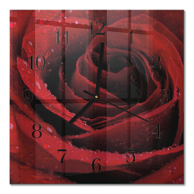 Firkantet glas vægur Rose