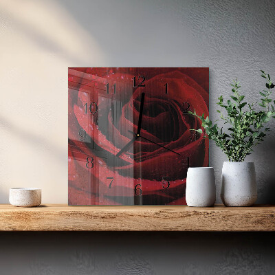 Firkantet glas vægur Rose