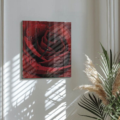 Firkantet glas vægur Rose
