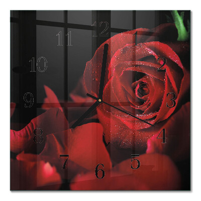 Firkantet glas vægur Rose