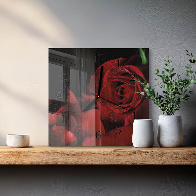 Firkantet glas vægur Rose