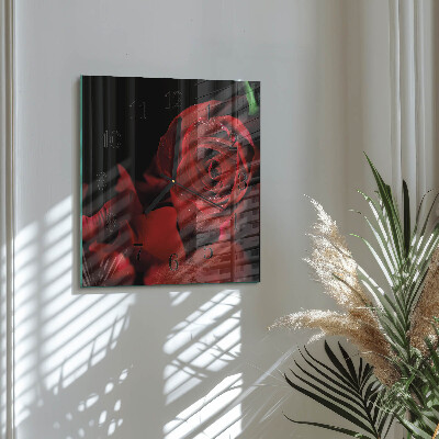 Firkantet glas vægur Rose