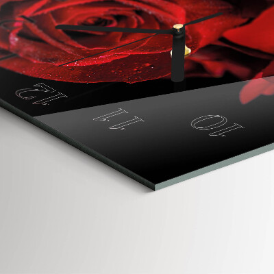 Firkantet glas vægur Rose