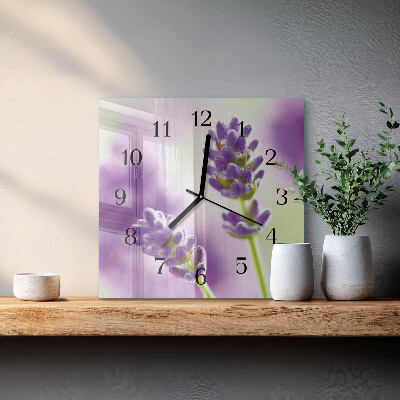 Firkantet glas vægur Lavendel