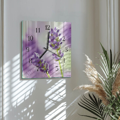 Firkantet glas vægur Lavendel