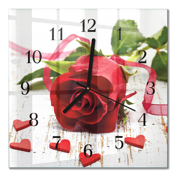Firkantet glas vægur Rose