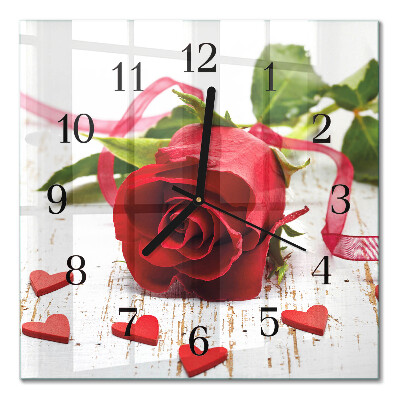 Firkantet glas vægur Rose