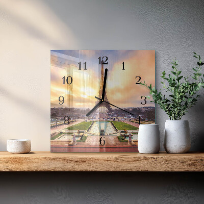 Firkantet glas vægur Eiffeltårnet