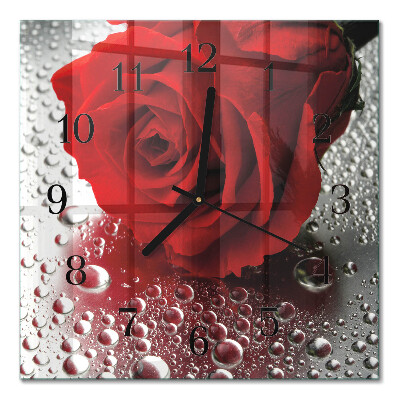 Firkantet glas vægur Rose