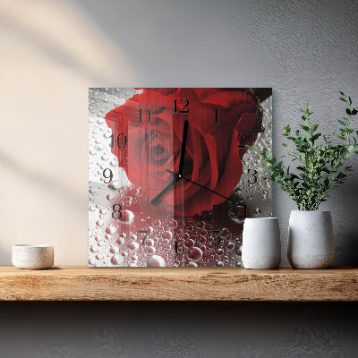 Firkantet glas vægur Rose