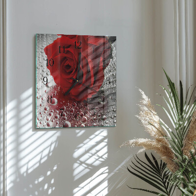 Firkantet glas vægur Rose