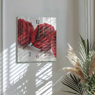 Firkantet glas vægur Blomster