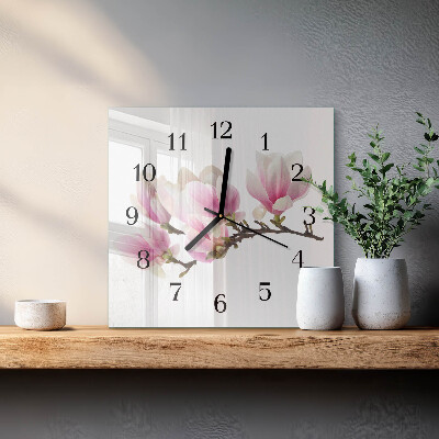 Firkantet glas vægur Magnolia