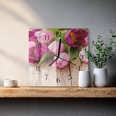 Glas vægur Tulipaner