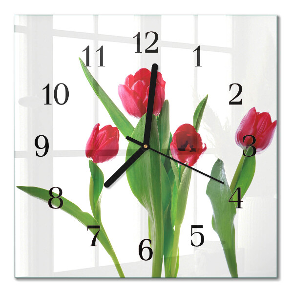 Glas vægur Tulipaner