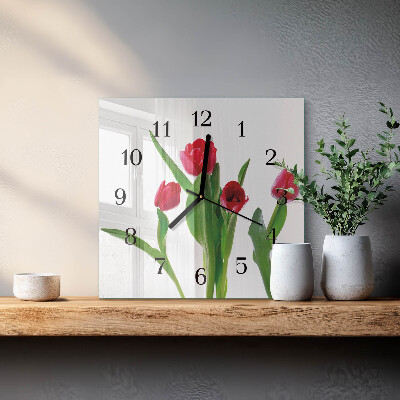 Glas vægur Tulipaner