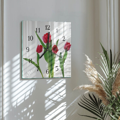 Glas vægur Tulipaner