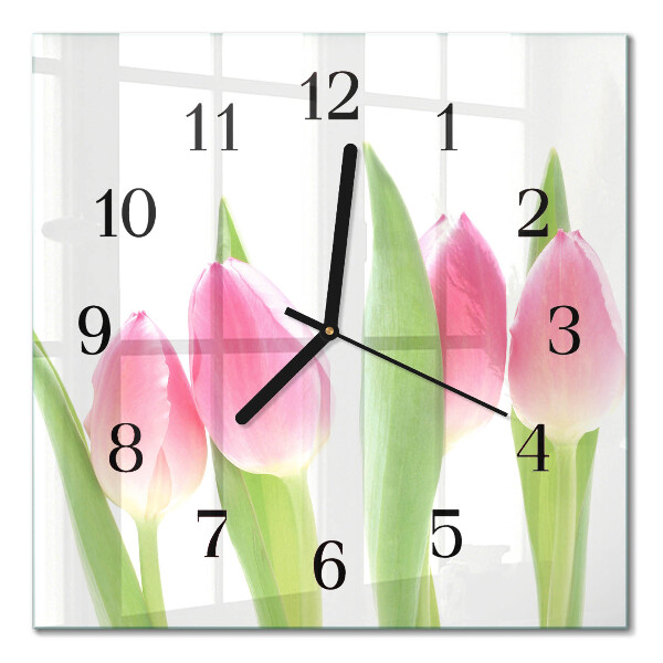 Glas vægur Tulipaner