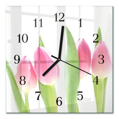 Glas vægur Tulipaner