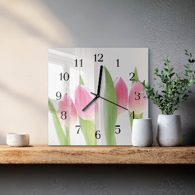 Glas vægur Tulipaner
