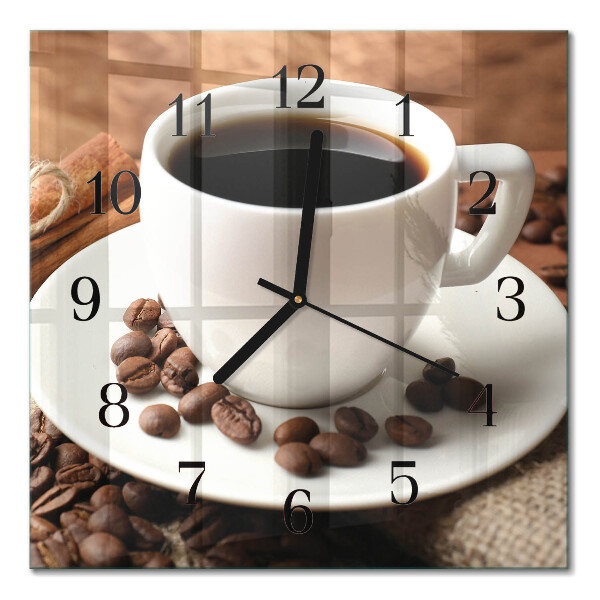 Firkantet glas vægur Kaffe