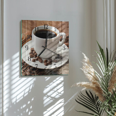 Firkantet glas vægur Kaffe