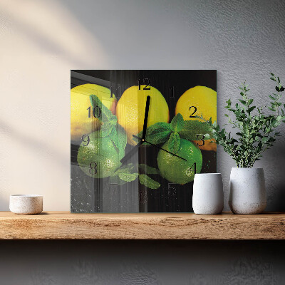 Firkantet glas vægur Citroner